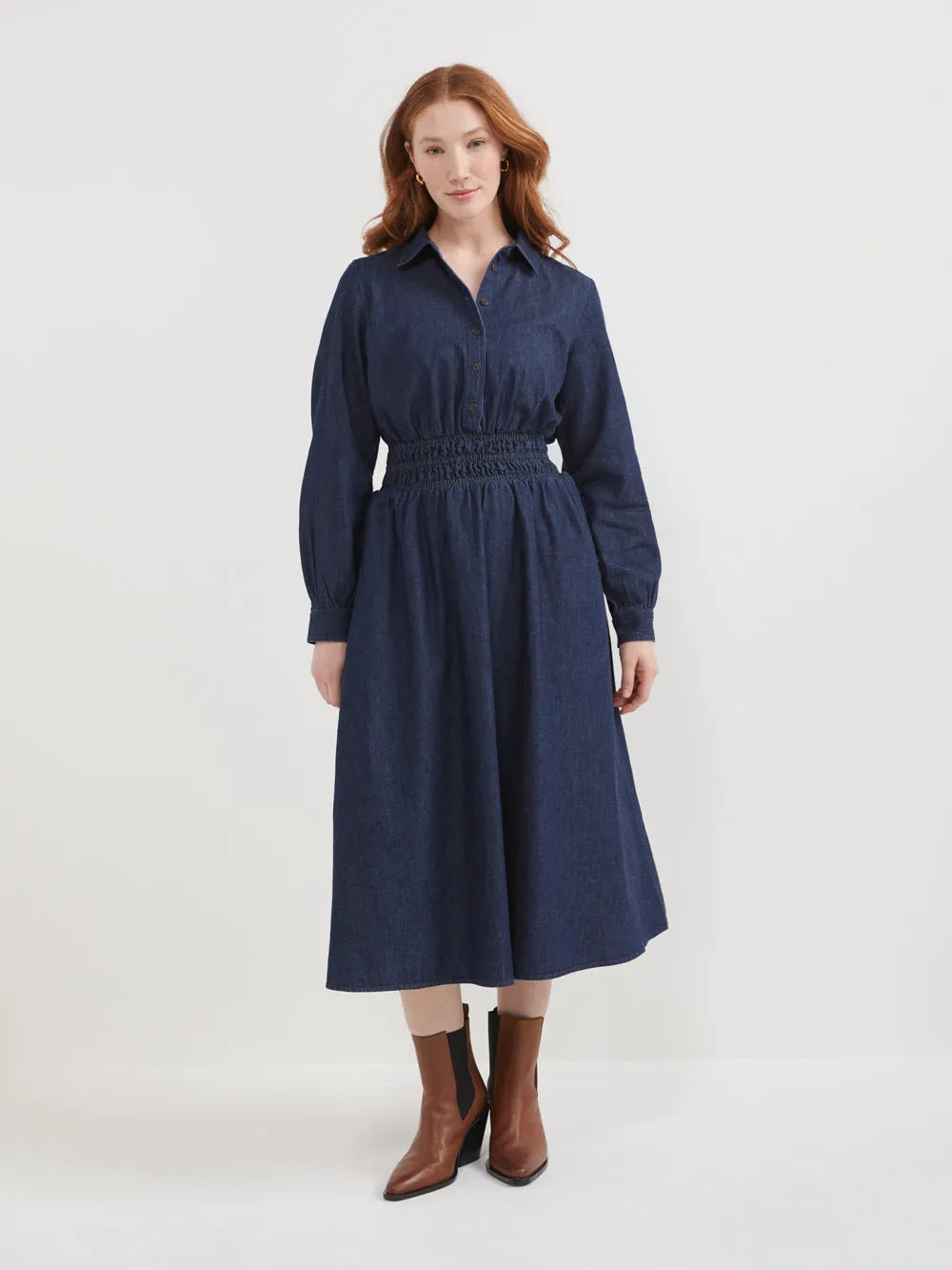 The Chambray Waisted Shirt Dress
